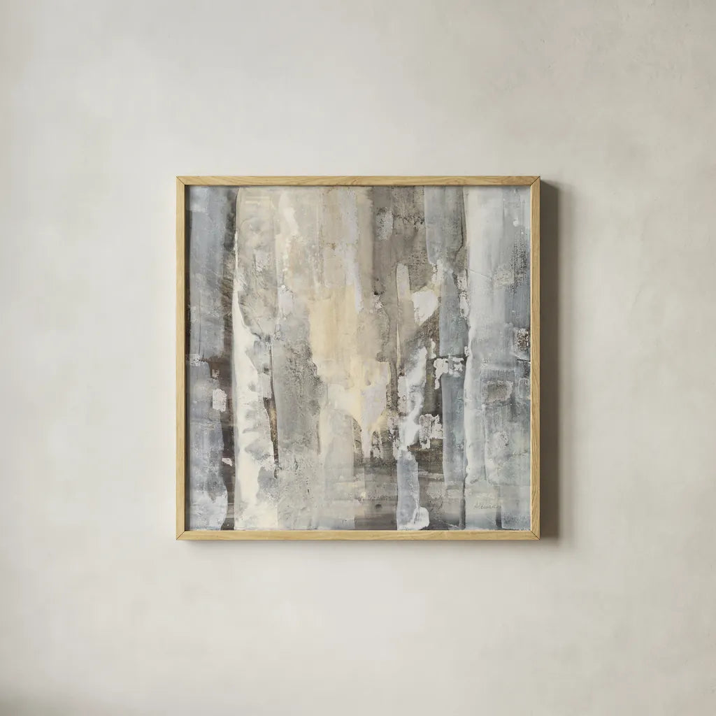 Linear Rocks by Albena Hristova. Shown in a natural wood glass frame for a timeless modern aesthetic. Available as an archival giclee rolled canvas, fine art paper, or poster print. SKU 63826a.