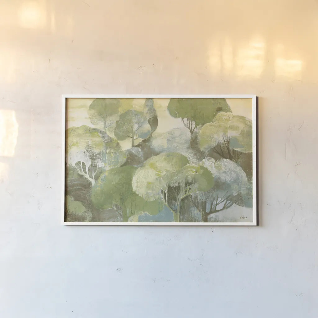 Looking Out at the Trees Cool by Albena Hristova. shown as a paper print in a white frame. Available as a archival giclee rolled canvas, fine art paper, or poster print. SKU 55498i.