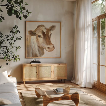 Looking at You I Light by Albena Hristova. Shown in a natural wood frame in a cozy modern living room. Available as an archival giclee rolled canvas, fine art paper, or poster print. SKU 35690a.