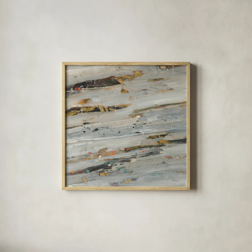 Lots of Layers II Crop by Albena Hristova. Shown in a natural wood glass frame for a timeless modern aesthetic. Available as an archival giclee rolled canvas, fine art paper, or poster print. SKU 46422a.