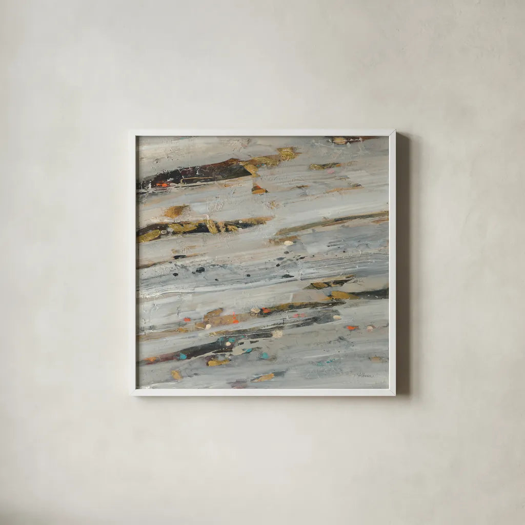 Lots of Layers II Crop by Albena Hristova. Shown in a crisp white glass frame for a clean and minimalist style. Available as an archival giclee rolled canvas, fine art paper, or poster print. SKU 46422a.