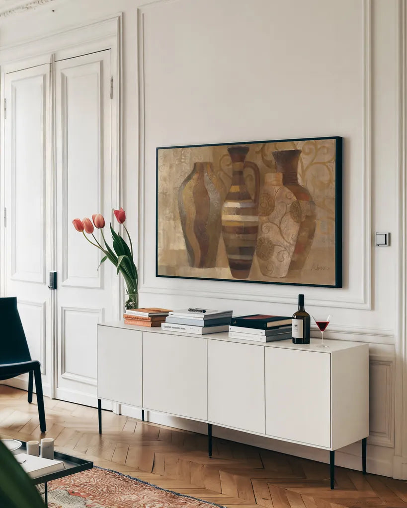 Madagascar II by Albena Hristova. shown as a framed stretched canvas in a living room above a console. Available as a archival giclee rolled canvas, fine art paper, or poster print. SKU 10507i.