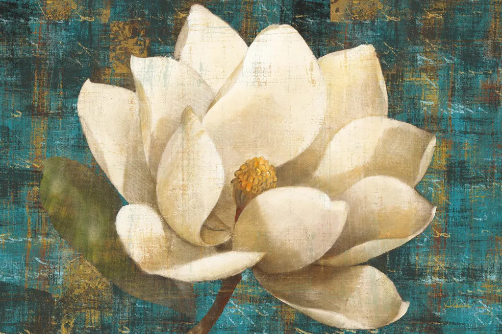 Magnolia Blossom Turquoise by Albena Hristova. SKU 10530i. Archival Giclee Fine art print for wall decor.