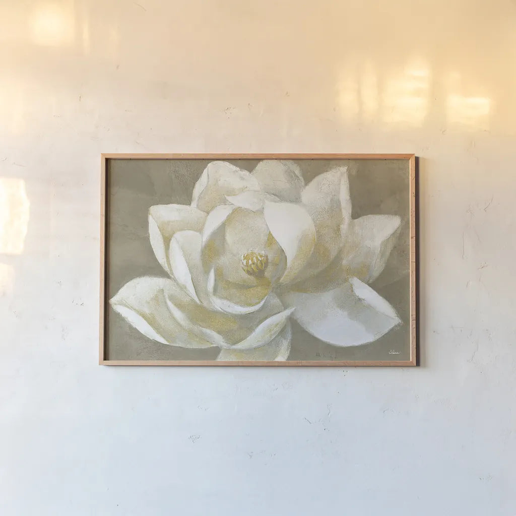 Majestic Beige by Albena Hristova. shown as a paper print in a natural frame. Available as a archival giclee rolled canvas, fine art paper, or poster print. SKU 24956i.