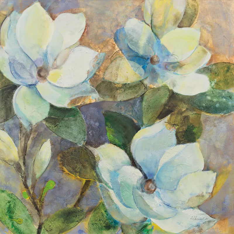 May Magnolias by Albena Hristova. SKU 91597a. Archival Giclee Fine art print for wall decor.