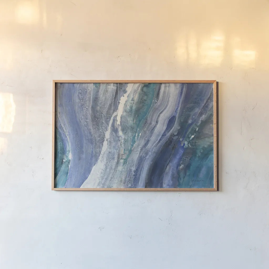 Merging Rivers by Albena Hristova. shown as a paper print in a natural frame. Available as a archival giclee rolled canvas, fine art paper, or poster print. SKU 70619i.