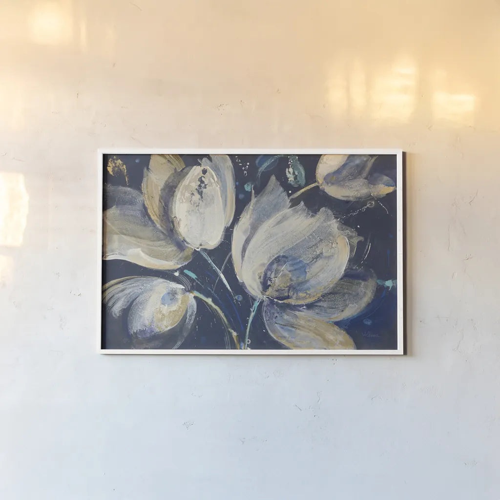 Midnight Garden by Albena Hristova. shown as a paper print in a white frame. Available as a archival giclee rolled canvas, fine art paper, or poster print. SKU 34624i.