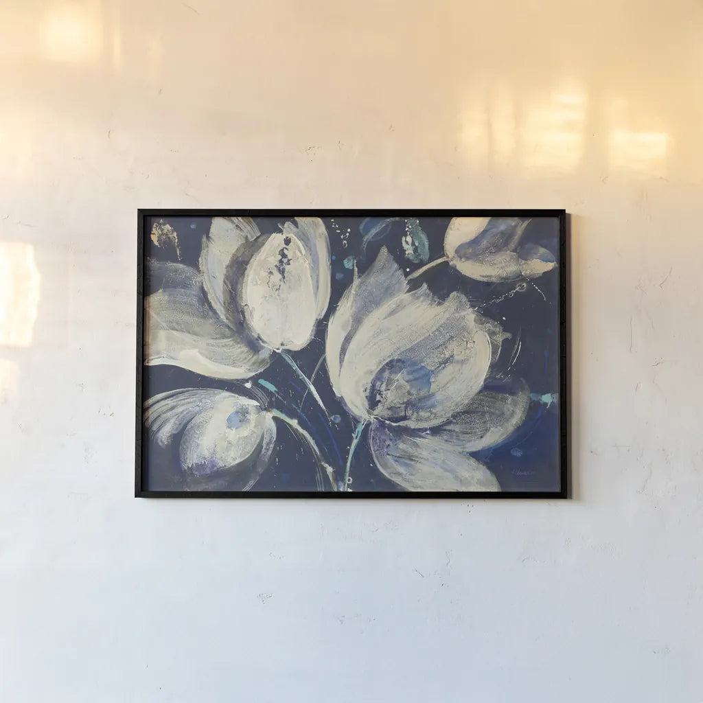 Midnight Garden Bright by Albena Hristova. shown as a paper print in a black flame. Available as a archival giclee rolled canvas, fine art paper, or poster print. SKU 71360i.