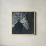 Midnight v2 by Albena Hristova. Shown in a natural wood glass frame for a timeless modern aesthetic. Available as an archival giclee rolled canvas, fine art paper, or poster print. SKU 34400a.