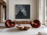 Midnight v2 by Albena Hristova. Shown as extra-large giant wall art in a modern living room. Available as an archival giclee rolled canvas, fine art paper, or poster print. SKU 34400a.