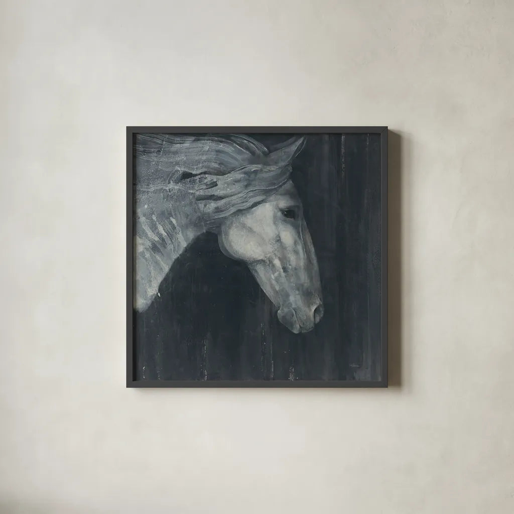 Midnight v3 by Albena Hristova. Shown in a sleek black glass frame for a contemporary gallery look. Available as an archival giclee rolled canvas, fine art paper, or poster print. SKU 35692a.