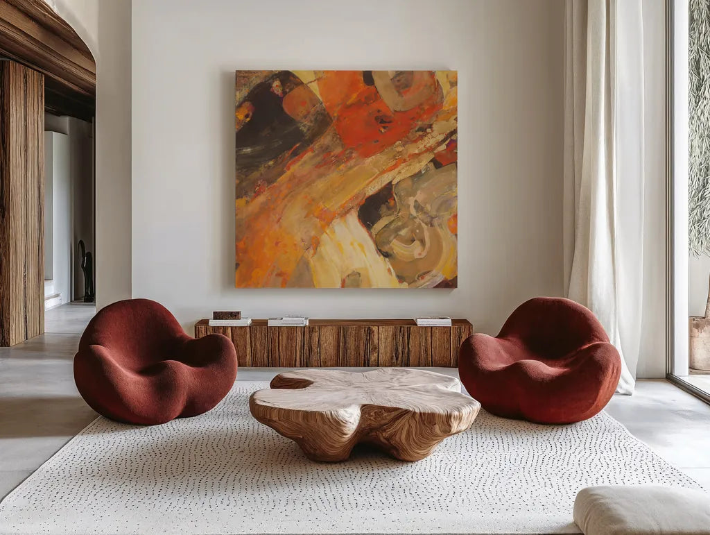 Moab by Albena Hristova. Shown as extra-large giant wall art in a modern living room. Available as an archival giclee rolled canvas, fine art paper, or poster print. SKU 25233a.