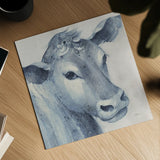 Moo Blue Crop by Albena Hristova. Shown as a detailed flat fine art print, highlighting archival giclee quality. Available as an archival giclee rolled canvas, fine art paper, or poster print. SKU 52917a.