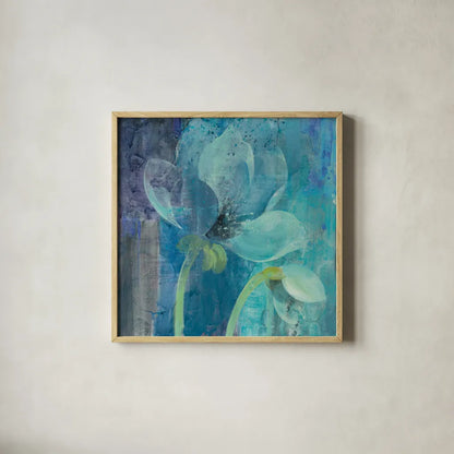 Moonlight Garden by Albena Hristova. Shown in a natural wood glass frame for a timeless modern aesthetic. Available as an archival giclee rolled canvas, fine art paper, or poster print. SKU 38265a.