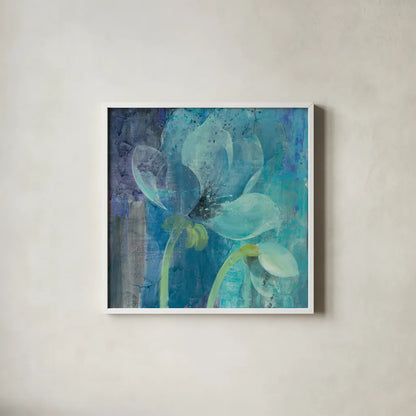 Moonlight Garden by Albena Hristova. Shown in a crisp white glass frame for a clean and minimalist style. Available as an archival giclee rolled canvas, fine art paper, or poster print. SKU 38265a.