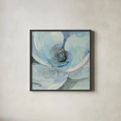 Moonlight Magnolia I by Albena Hristova. Shown in a sleek black glass frame for a contemporary gallery look. Available as an archival giclee rolled canvas, fine art paper, or poster print. SKU 46613a.