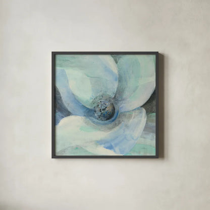 Moonlight Magnolia II by Albena Hristova. Shown in a sleek black glass frame for a contemporary gallery look. Available as an archival giclee rolled canvas, fine art paper, or poster print. SKU 46614a.