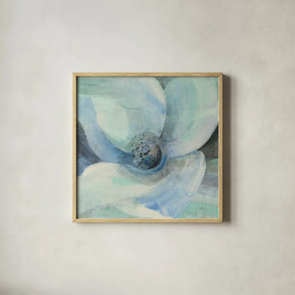 Moonlight Magnolia II by Albena Hristova. Shown in a natural wood glass frame for a timeless modern aesthetic. Available as an archival giclee rolled canvas, fine art paper, or poster print. SKU 46614a.