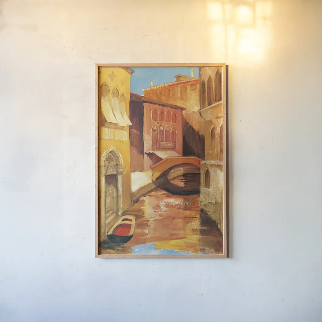 Morning on the Canal I by Albena Hristova. shown as a paper print in a natural frame. Available as a archival giclee rolled canvas, fine art paper, or poster print. SKU 6320h.