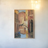 Morning on the Canal II by Albena Hristova. shown as a paper print in a natural frame. Available as a archival giclee rolled canvas, fine art paper, or poster print. SKU 6321h.