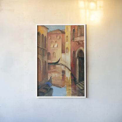 Morning on the Canal II by Albena Hristova. shown as a paper print in a white frame. Available as a archival giclee rolled canvas, fine art paper, or poster print. SKU 6321h.