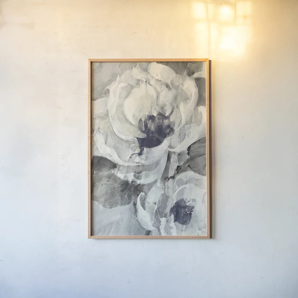 Navy Delight II by Albena Hristova. shown as a paper print in a natural frame. Available as a archival giclee rolled canvas, fine art paper, or poster print. SKU 59143h.