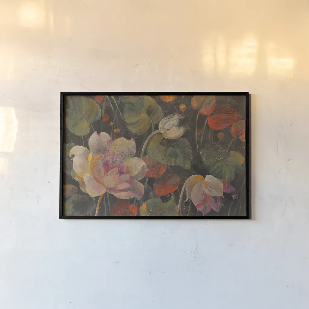 Night Garden v2 by Albena Hristova. shown as a paper print in a black flame. Available as a archival giclee rolled canvas, fine art paper, or poster print. SKU 30795i.