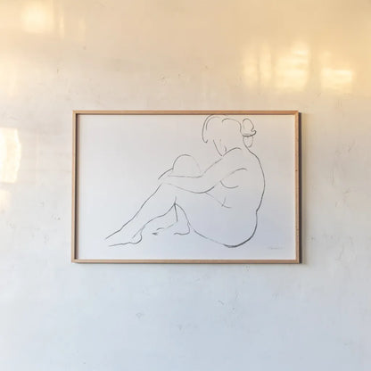 Nude Sketch IV v2 by Albena Hristova. shown as a paper print in a natural frame. Available as a archival giclee rolled canvas, fine art paper, or poster print. SKU 80618i.