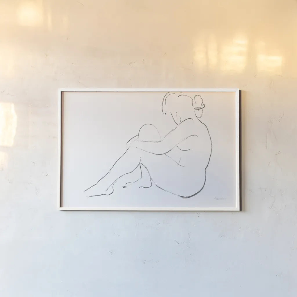 Nude Sketch IV v2 by Albena Hristova. shown as a paper print in a white frame. Available as a archival giclee rolled canvas, fine art paper, or poster print. SKU 80618i.