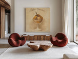Nutty Caramel Sundae by Albena Hristova. Shown as extra-large giant wall art in a modern living room. Available as an archival giclee rolled canvas, fine art paper, or poster print. SKU 54500a.