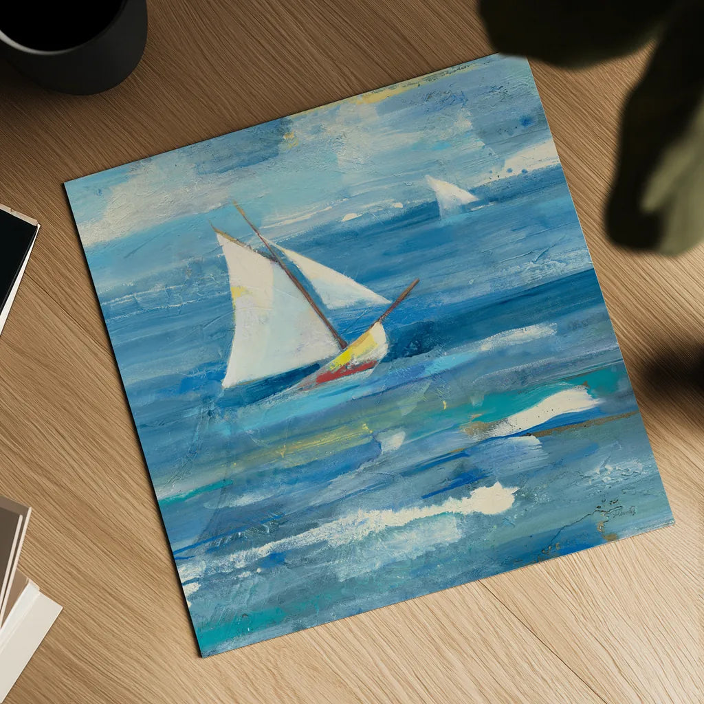 Ocean Sail v2 Light by Albena Hristova. Shown as a detailed flat fine art print, highlighting archival giclee quality. Available as an archival giclee rolled canvas, fine art paper, or poster print. SKU 47773a.