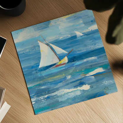 Ocean Sail v2 Light by Albena Hristova. Shown as a detailed flat fine art print, highlighting archival giclee quality. Available as an archival giclee rolled canvas, fine art paper, or poster print. SKU 47773a.