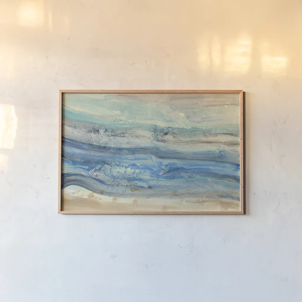 Ocean Waves by Albena Hristova. shown as a paper print in a natural frame. Available as a archival giclee rolled canvas, fine art paper, or poster print. SKU 30238i.