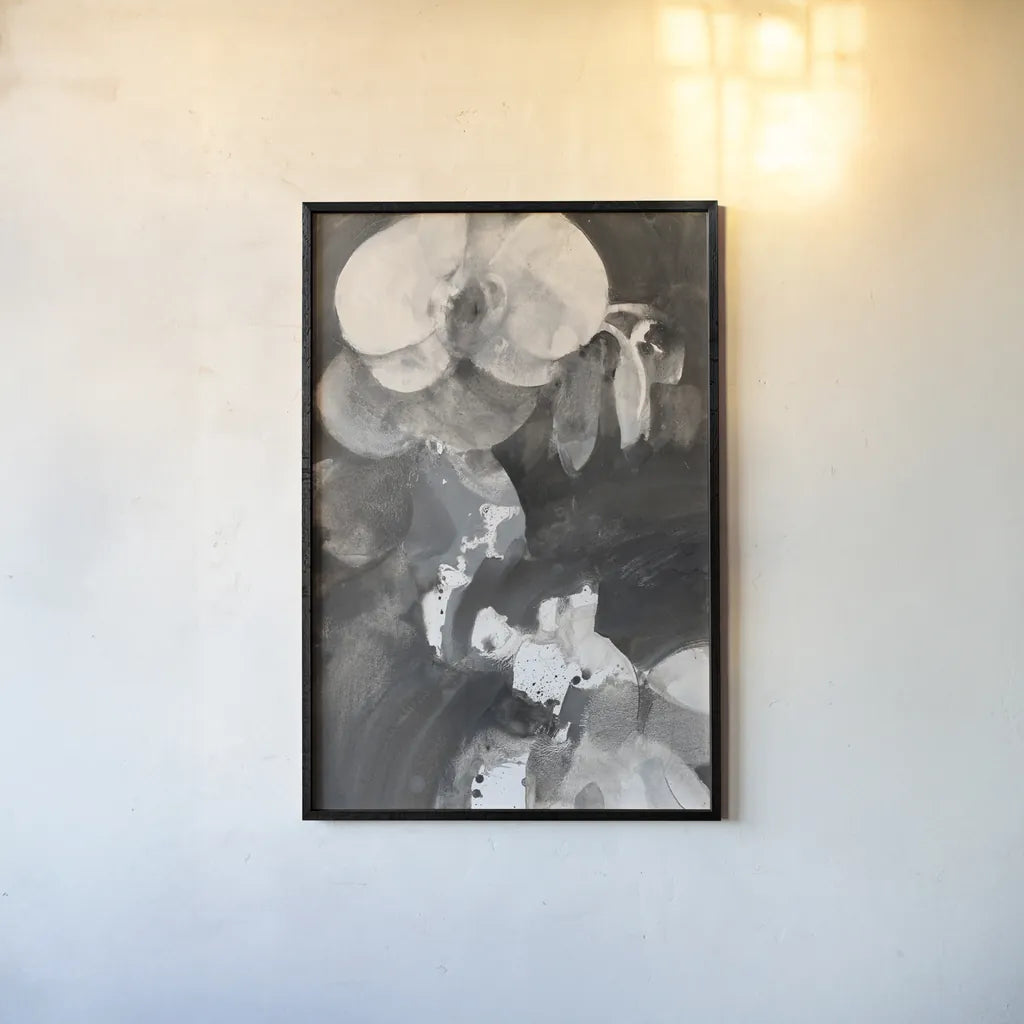 Orchid Splendor I by Albena Hristova. shown as a paper print in a black flame. Available as a archival giclee rolled canvas, fine art paper, or poster print. SKU 64624h.