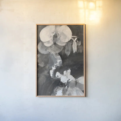 Orchid Splendor I by Albena Hristova. shown as a paper print in a natural frame. Available as a archival giclee rolled canvas, fine art paper, or poster print. SKU 64624h.