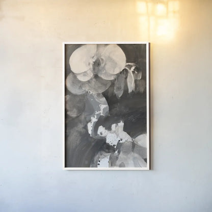 Orchid Splendor I by Albena Hristova. shown as a paper print in a white frame. Available as a archival giclee rolled canvas, fine art paper, or poster print. SKU 64624h.