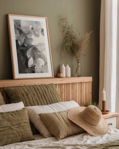 Orchid Splendor II by Albena Hristova. shown as a paper print in a natural frame. Available as a archival giclee rolled canvas, fine art paper, or poster print. SKU 64625h.