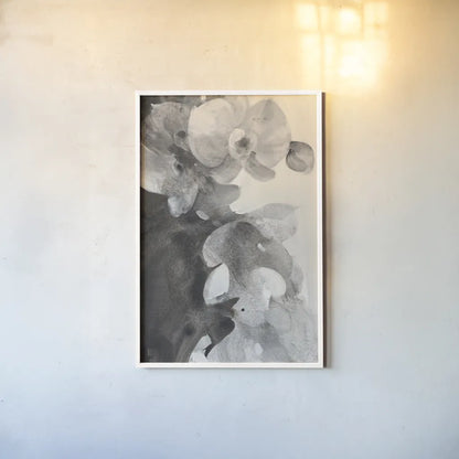 Orchid Splendor II by Albena Hristova. shown as a paper print in a white frame. Available as a archival giclee rolled canvas, fine art paper, or poster print. SKU 64625h.