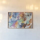 Palm Abstract by Albena Hristova. shown as a paper print in a natural frame. Available as a archival giclee rolled canvas, fine art paper, or poster print. SKU 35193i.