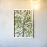 Palms II Bright by Albena Hristova. shown as a paper print in a white frame. Available as a archival giclee rolled canvas, fine art paper, or poster print. SKU 48328h.