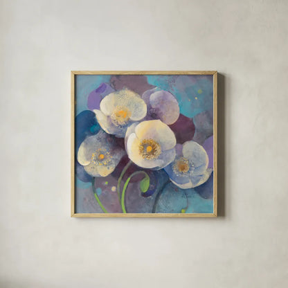 Papaver I by Albena Hristova. Shown in a natural wood glass frame for a timeless modern aesthetic. Available as an archival giclee rolled canvas, fine art paper, or poster print. SKU 18435a.