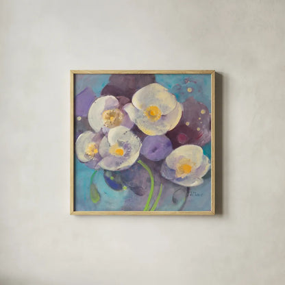 Papaver II by Albena Hristova. Shown in a natural wood glass frame for a timeless modern aesthetic. Available as an archival giclee rolled canvas, fine art paper, or poster print. SKU 18436a.