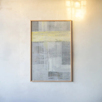 Patchwork Abstract I by Albena Hristova. shown as a paper print in a natural frame. Available as a archival giclee rolled canvas, fine art paper, or poster print. SKU 46615h.