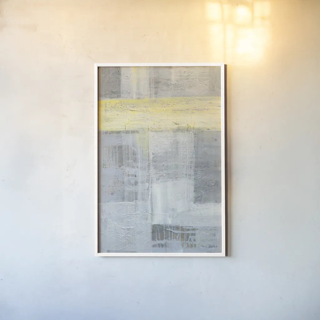 Patchwork Abstract I by Albena Hristova. shown as a paper print in a white frame. Available as a archival giclee rolled canvas, fine art paper, or poster print. SKU 46615h.