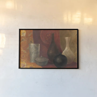 Patterned Vessels by Albena Hristova. shown as a paper print in a black flame. Available as a archival giclee rolled canvas, fine art paper, or poster print. SKU 1092i.