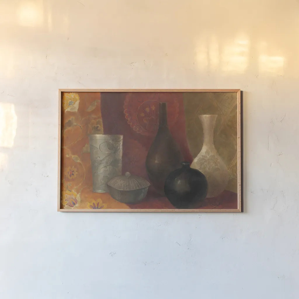 Patterned Vessels by Albena Hristova. shown as a paper print in a natural frame. Available as a archival giclee rolled canvas, fine art paper, or poster print. SKU 1092i.