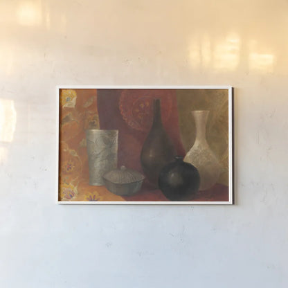 Patterned Vessels by Albena Hristova. shown as a paper print in a white frame. Available as a archival giclee rolled canvas, fine art paper, or poster print. SKU 1092i.