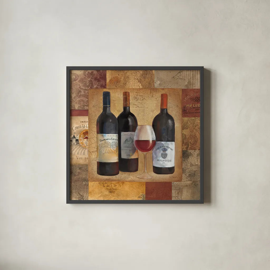 Perfect Vintage I Border by Albena Hristova. Shown in a sleek black glass frame for a contemporary gallery look. Available as an archival giclee rolled canvas, fine art paper, or poster print. SKU 6580a.