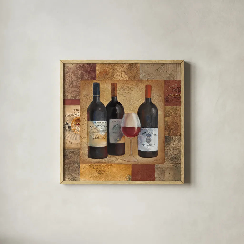 Perfect Vintage I Border by Albena Hristova. Shown in a natural wood glass frame for a timeless modern aesthetic. Available as an archival giclee rolled canvas, fine art paper, or poster print. SKU 6580a.