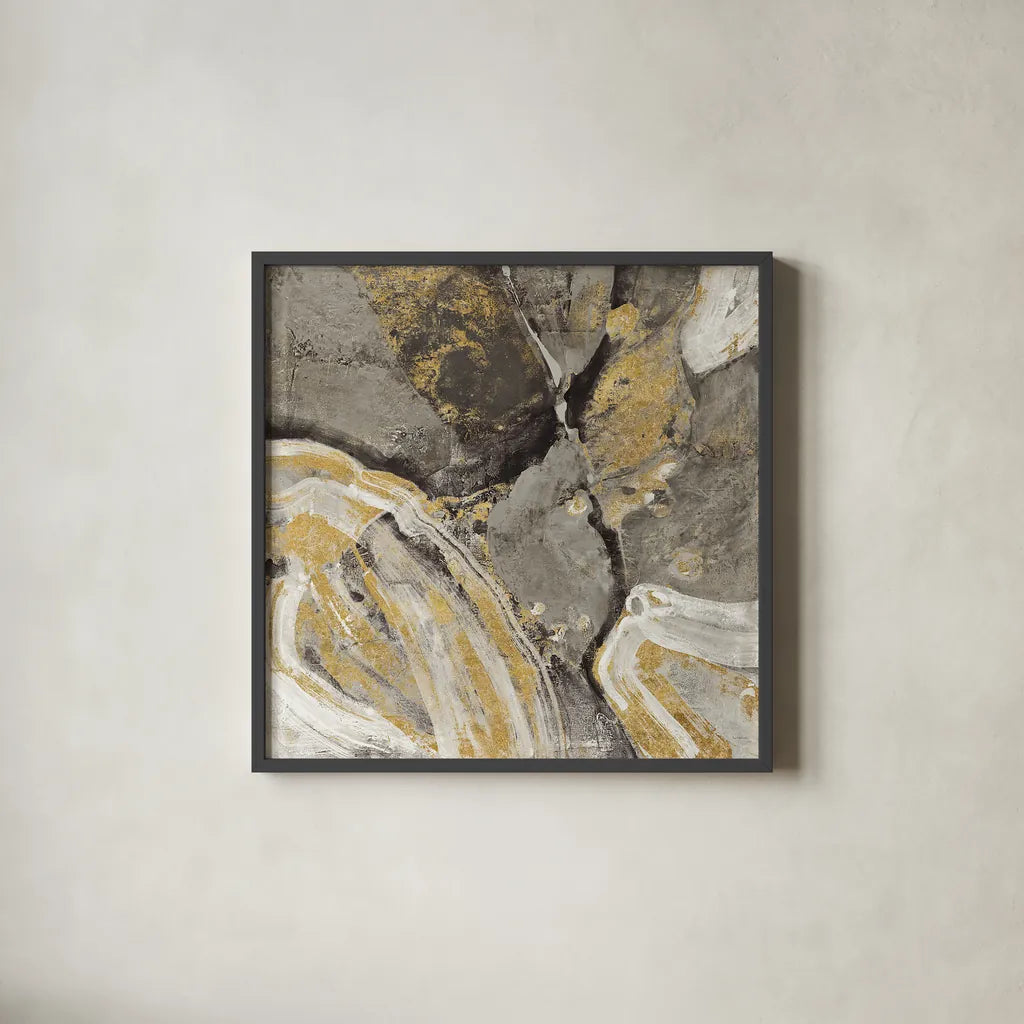 Phoenix Neutral by Albena Hristova. Shown in a sleek black glass frame for a contemporary gallery look. Available as an archival giclee rolled canvas, fine art paper, or poster print. SKU 18643a.